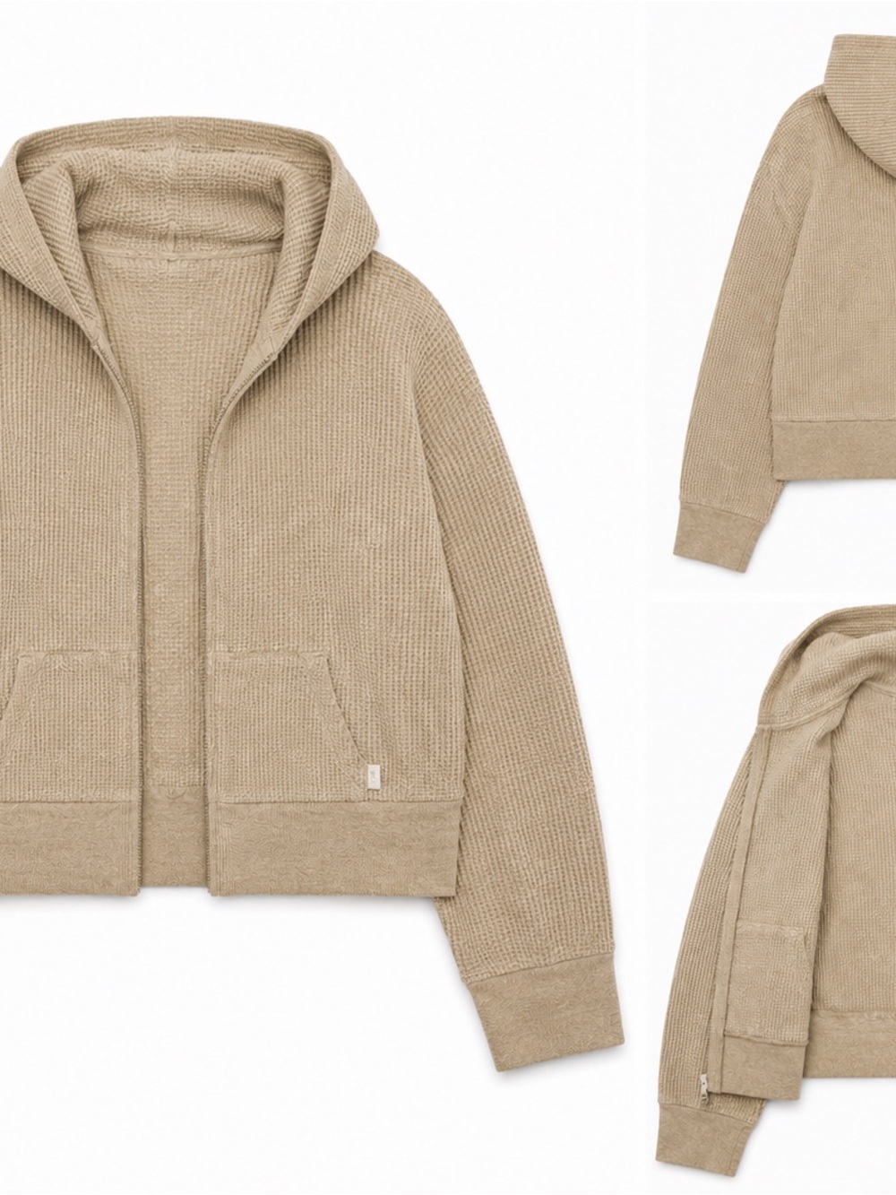 TNA Women's Hooded Zip Puffer Jacket - Beige - Picture 1 of 1
